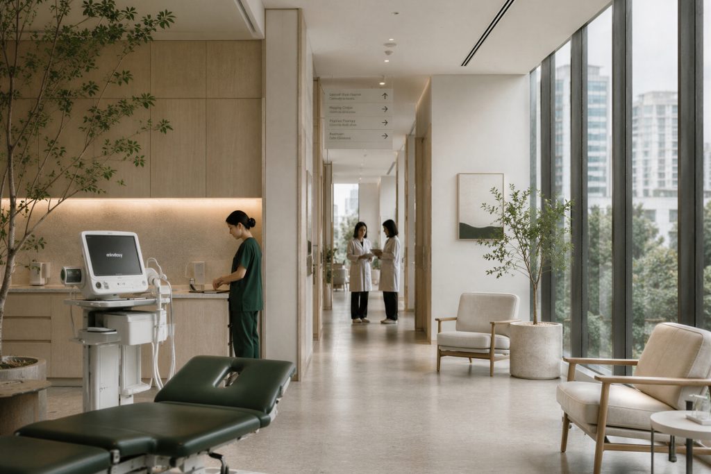 Thai medical facility interior with clean clinical design